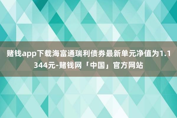 赌钱app下载海富通瑞利债券最新单元净值为1.1344元-赌钱网「中国」官方网站